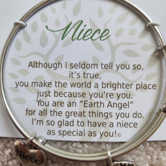 Silver Charm Bracelet with Heart and Tree Pendants; For Niece, Never Worn - Picture 2 of 4